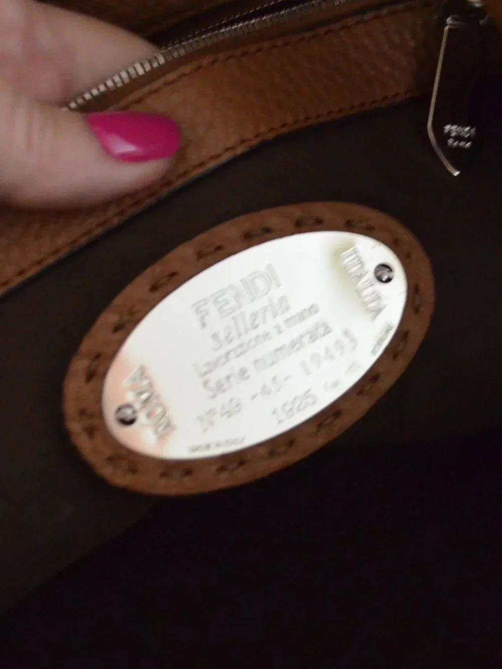 Fendi  Brown Leather Selleria Anna Top Handle Shoulder Strap Bucket Bag